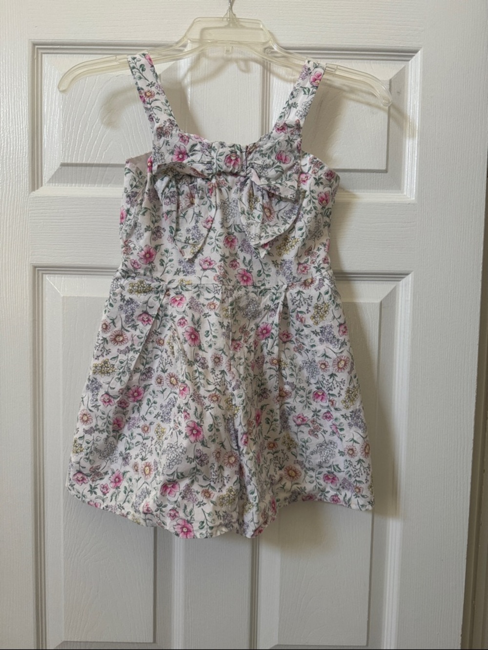Janie and Jack White Floral Bow-Strap Romper (dress with shorts bottom).